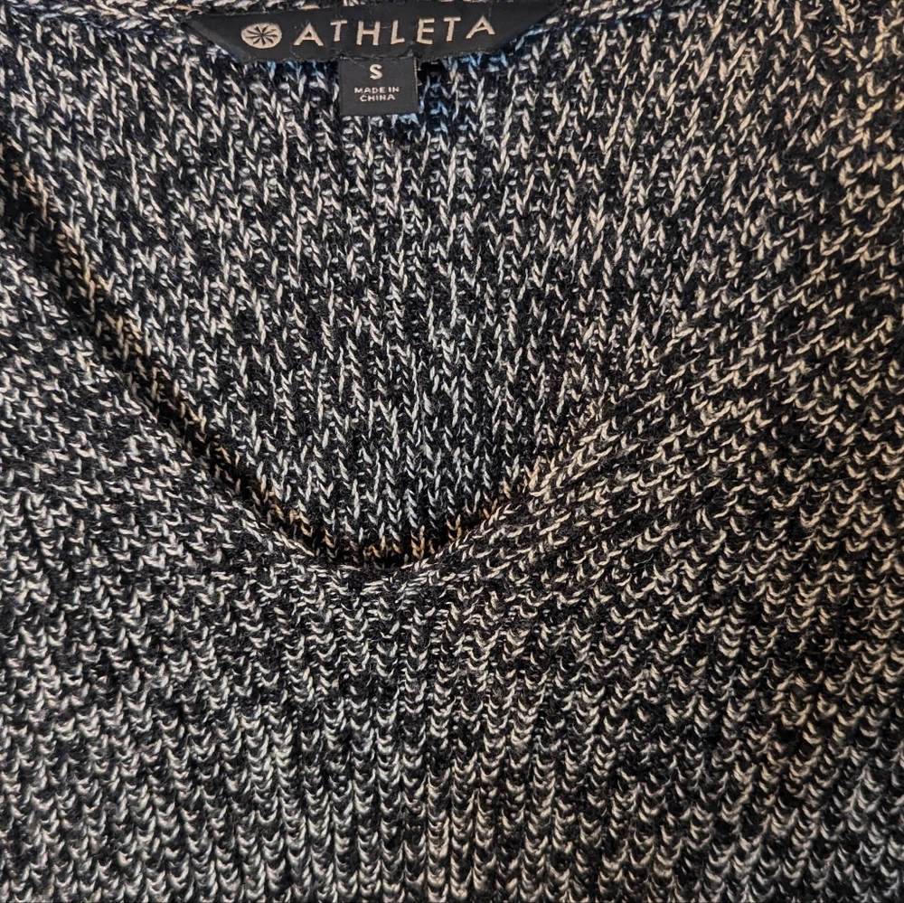 ATHLETA‎ Switchback Pullover Sweater Black Marl Heathered Women's Small Wool - Picture 4 of 7